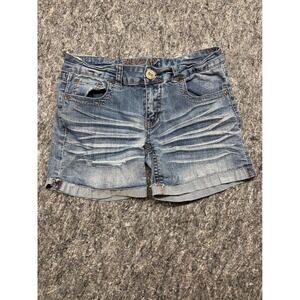 Bubblegum Denim Shorts‎ Medium Wash Distressed Whiskered Cuffed Size 11/12